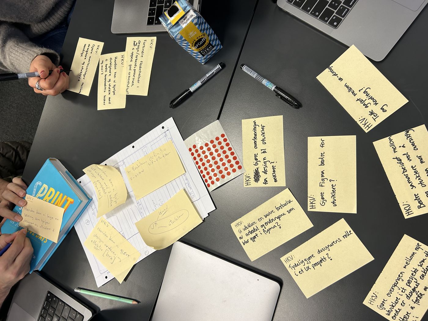 HKV brainstorming sticky notes