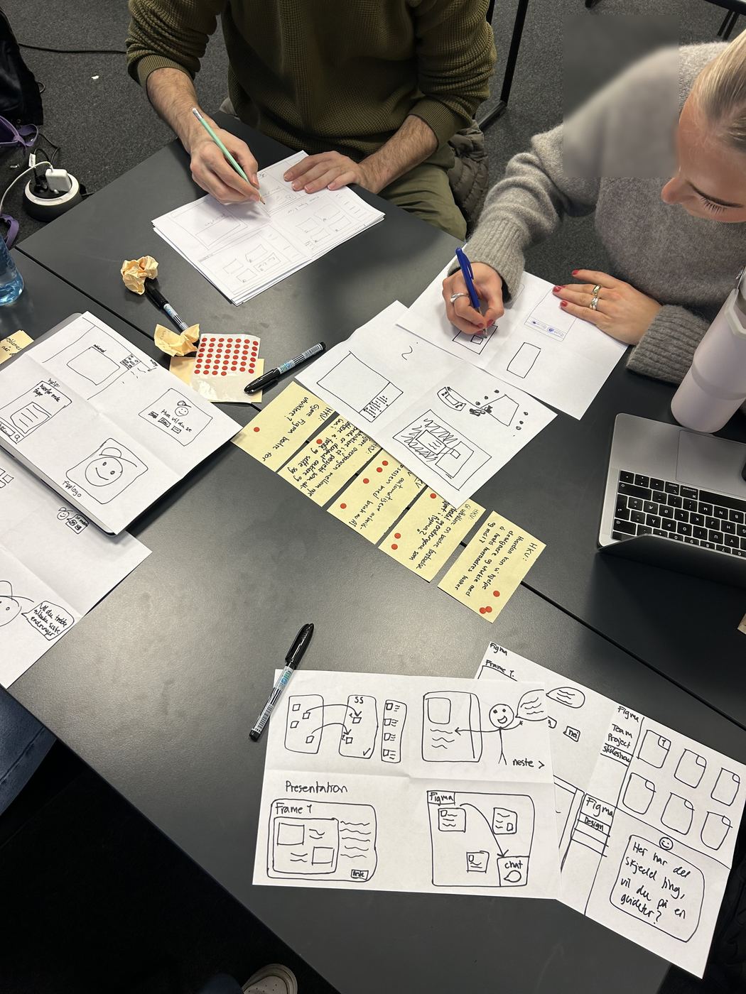 Team sketching together